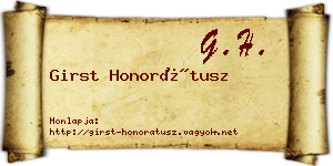 Girst Honorátusz névjegykártya